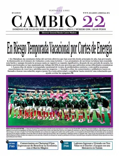 Portada de Diario Cambio 22 (portada)