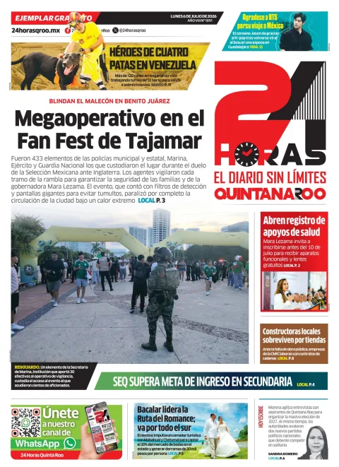 Portada de 24 Horas Quintana Roo