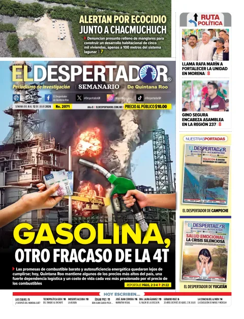 Portada de El Despertador de Quintana Roo del lunes, 6 de julio de 2026