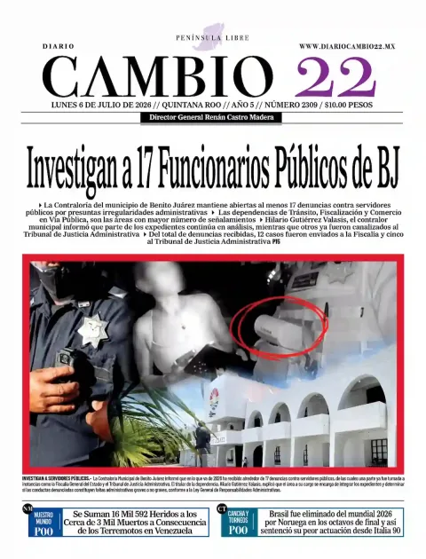 Portada de Diario Cambio 22 (contraportada)