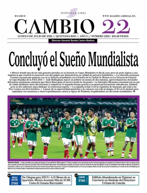 Portada de Diario Cambio 22 (portada)