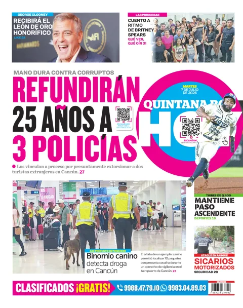 Portada de Quintana Roo Hoy (contraportada)