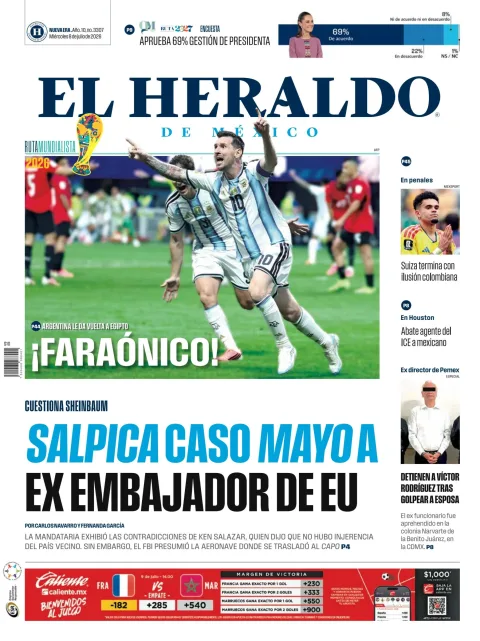 Portada de El Heraldo de Mexico del miércoles, 8 de julio de 2026