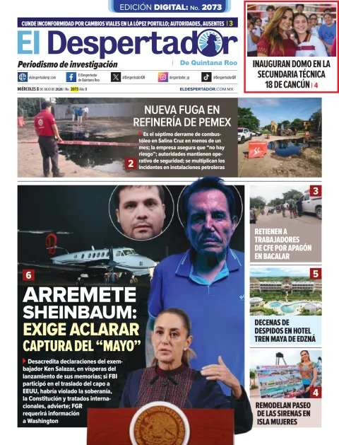 Portada de El Despertador de Quintana Roo del miércoles, 8 de julio de 2026