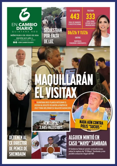 Portada de En Cambio - Quintana Roo (contraportada) del miércoles, 8 de julio de 2026