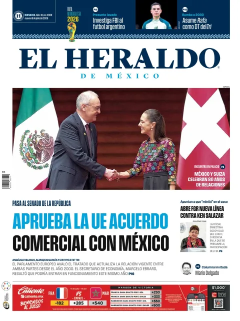 Portada de El Heraldo de Mexico del jueves, 9 de julio de 2026