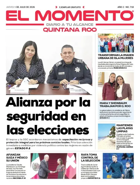 Portada de El Momento Quintana Roo del jueves, 9 de julio de 2026