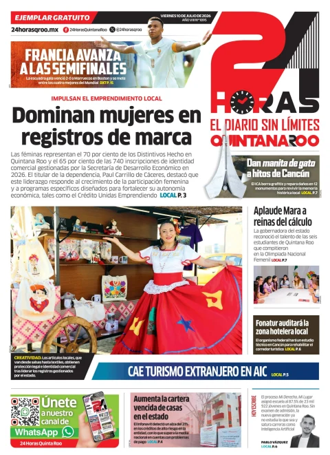 Portada de 24 Horas Quintana Roo del viernes, 10 de julio de 2026