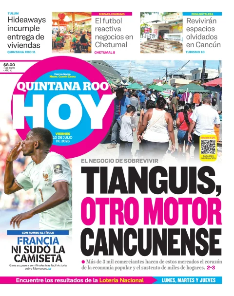 Portada de Quintana Roo Hoy (portada) del viernes, 10 de julio de 2026