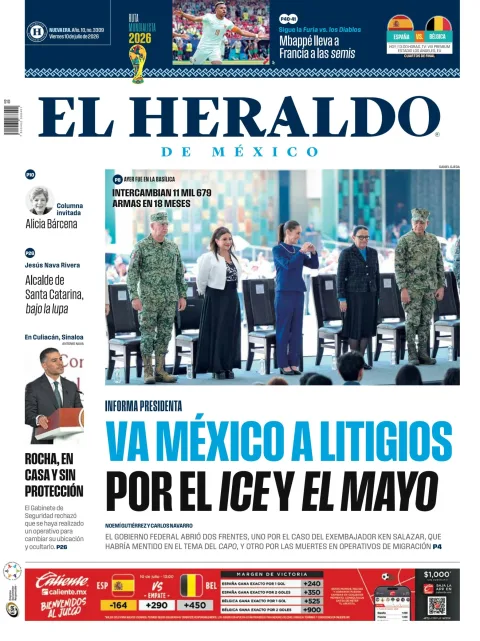 Portada de El Heraldo de Mexico del viernes, 10 de julio de 2026