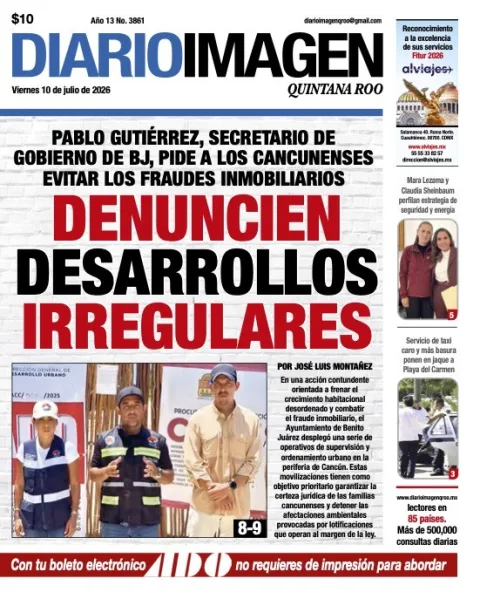 Portada de Diario Imagen Quintana Roo del viernes, 10 de julio de 2026