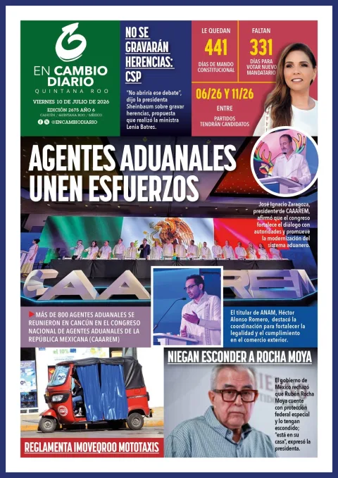 Portada de En Cambio - Quintana Roo (portada) del viernes, 10 de julio de 2026