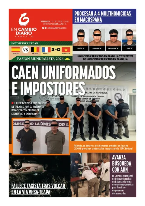 Portada de En Cambio - Tabasco (contraportada) del viernes, 10 de julio de 2026