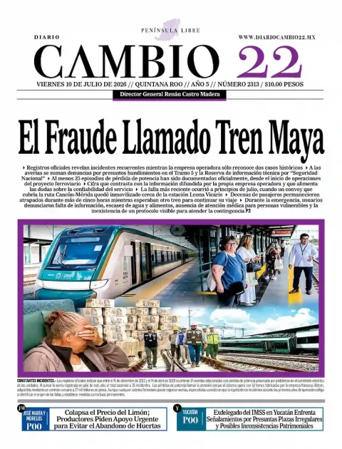 Portada de Diario Cambio 22 (portada) del viernes, 10 de julio de 2026