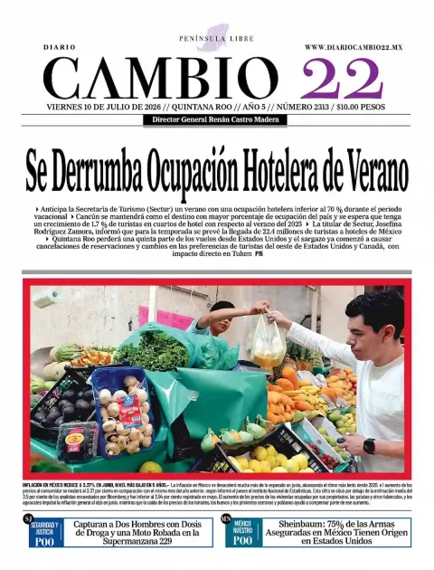 Portada de Diario Cambio 22 (contraportada) del viernes, 10 de julio de 2026