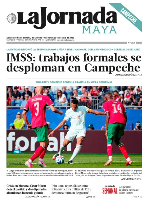 Portada de La Jornada Maya Campeche del viernes, 10 de julio de 2026