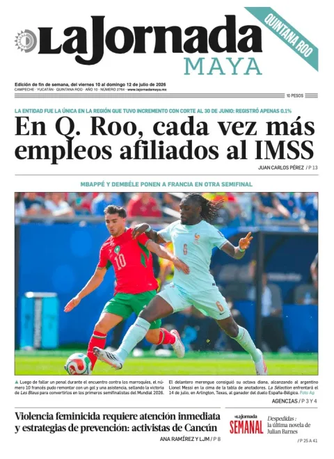 Portada de La Jornada Maya Quintana Roo del viernes, 10 de julio de 2026