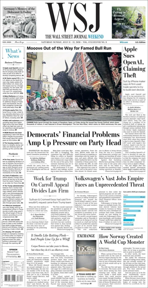 Portada de The Wall Street Journal
