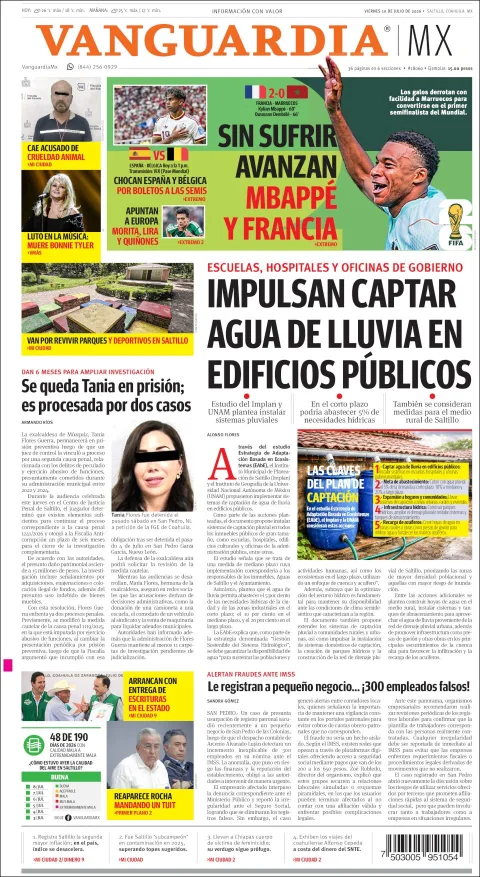 Portada de Vanguardia del sábado, 11 de julio de 2026