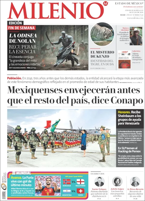 Portada de Milenio Edo de Mexico del sábado, 11 de julio de 2026