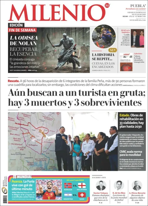 Portada de Milenio Puebla del sábado, 11 de julio de 2026