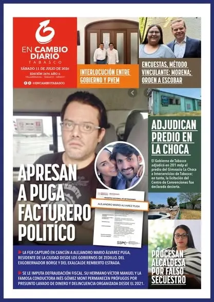 Portada de En Cambio - Tabasco (portada) del sábado, 11 de julio de 2026