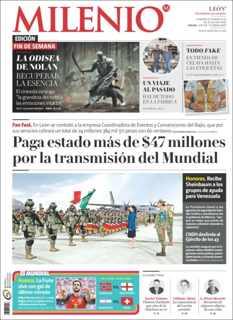 Portada de Milenio Leon del sábado, 11 de julio de 2026