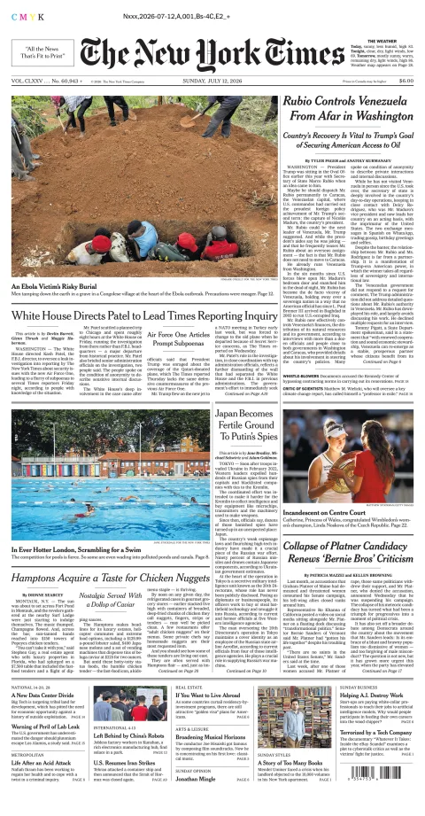Portada de The New York Times (new York)