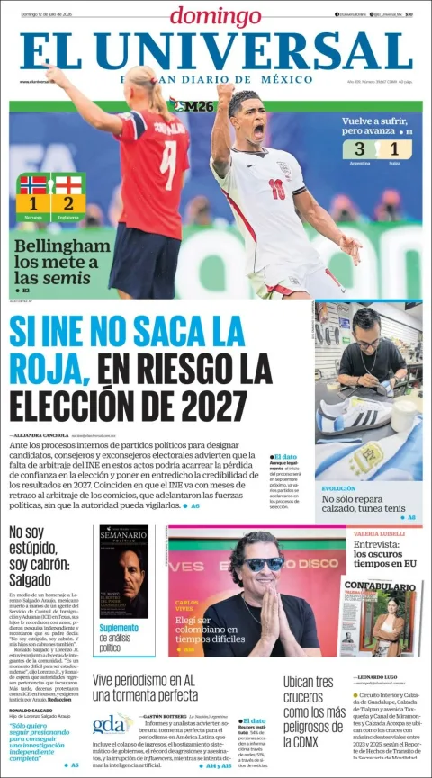 Portada de El Universal