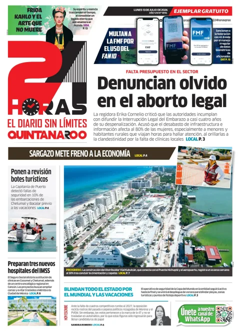 Portada de 24 Horas Quintana Roo