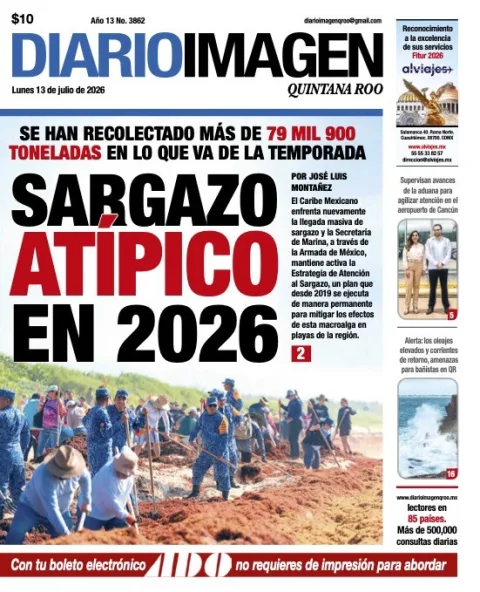Portada de Diario Imagen Quintana Roo del lunes, 13 de julio de 2026