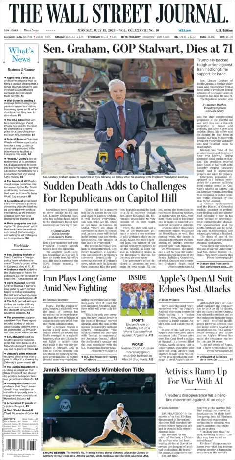Portada de The Wall Street Journal
