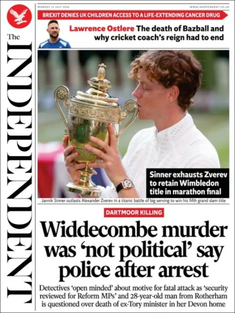 Portada de The Independent del lunes, 13 de julio de 2026