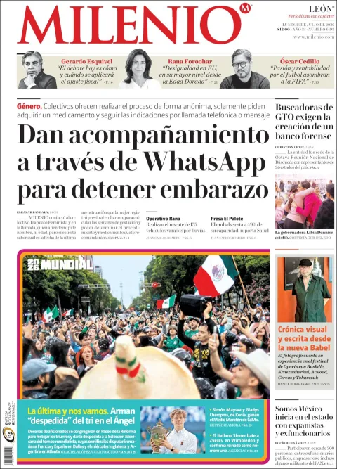 Portada de Milenio Leon del lunes, 13 de julio de 2026