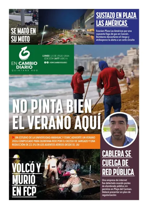 Portada de En Cambio - Quintana Roo (contraportada) del lunes, 13 de julio de 2026
