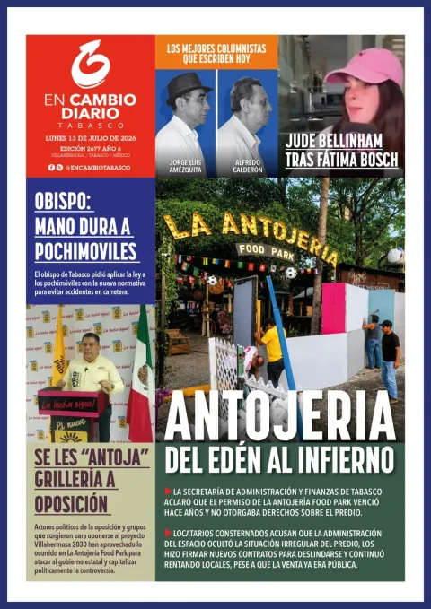 Portada de En Cambio - Tabasco (portada) del lunes, 13 de julio de 2026