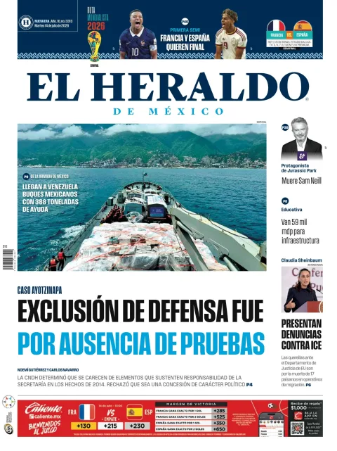 Portada de El Heraldo de Mexico del martes, 14 de julio de 2026