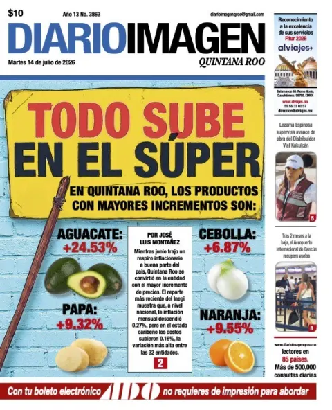 Portada de Diario Imagen Quintana Roo del martes, 14 de julio de 2026