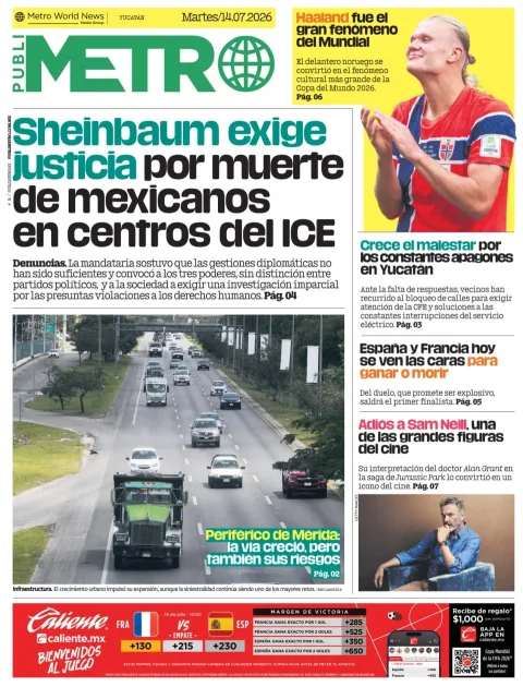 Portada de Publimetro Merida del martes, 14 de julio de 2026