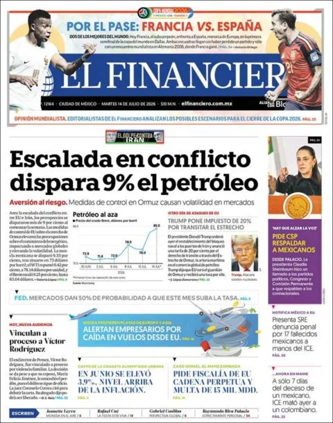 Portada de El Financiero del martes, 14 de julio de 2026