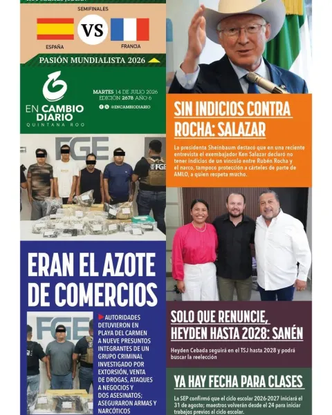 Portada de En Cambio - Quintana Roo (portada) del martes, 14 de julio de 2026
