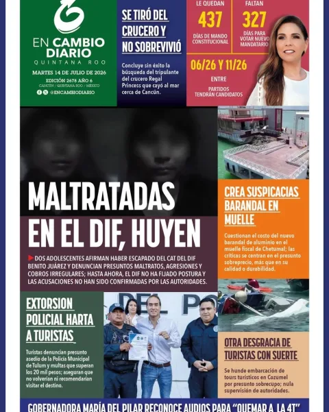 Portada de En Cambio - Quintana Roo (contraportada) del martes, 14 de julio de 2026