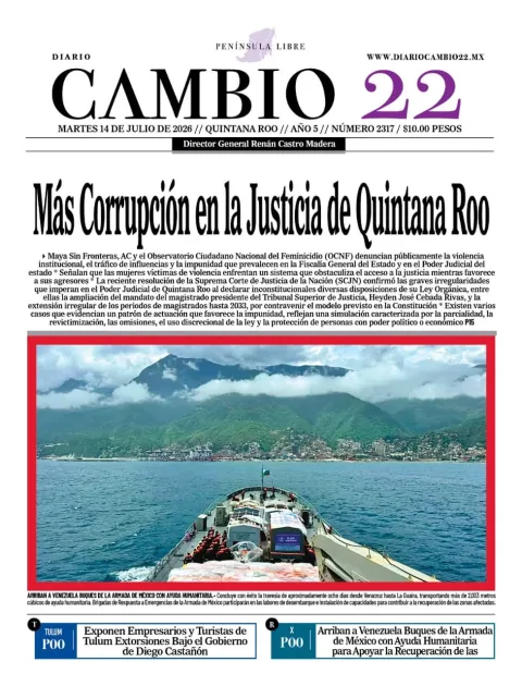 Portada de Diario Cambio 22 (contraportada) del 2026-07-14
