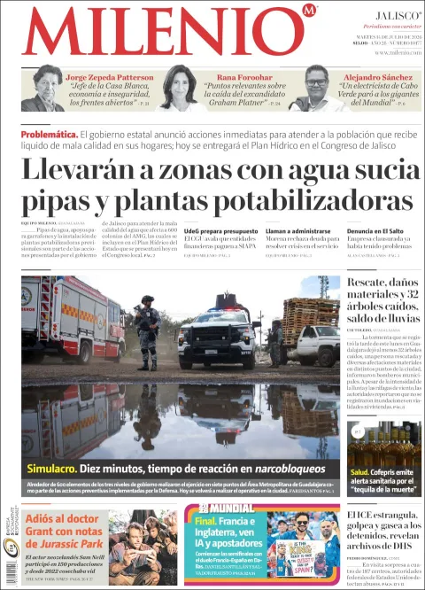 Portada de Milenio Jalisco del martes, 14 de julio de 2026