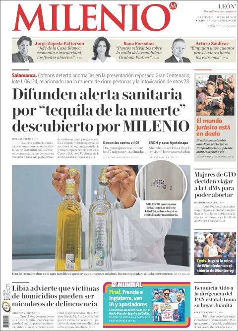 Portada de Milenio Leon del martes, 14 de julio de 2026
