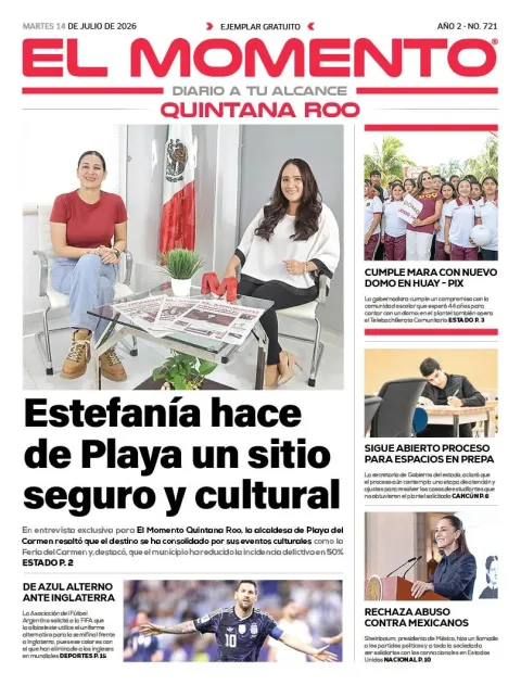 Portada de El Momento Quintana Roo del martes, 14 de julio de 2026