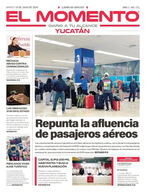 Portada de El Momento Yucatan del martes, 14 de julio de 2026