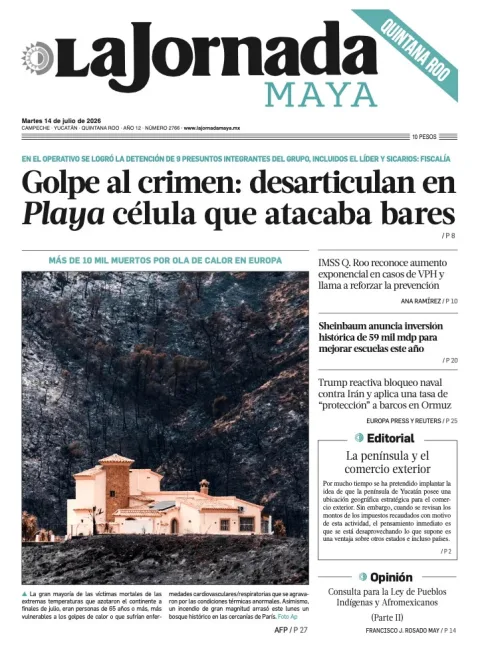 Portada de La Jornada Maya Quintana Roo del 2026-07-14