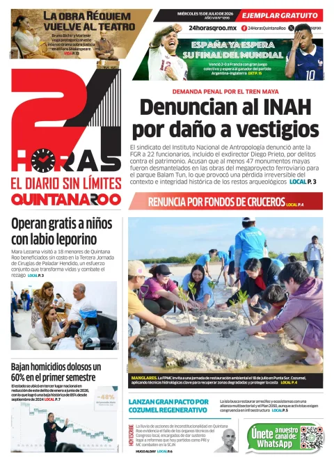 Portada de 24 Horas Quintana Roo del 2026-07-15
