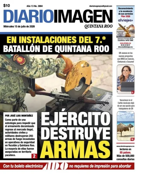 Portada de Diario Imagen Quintana Roo del miércoles, 15 de julio de 2026